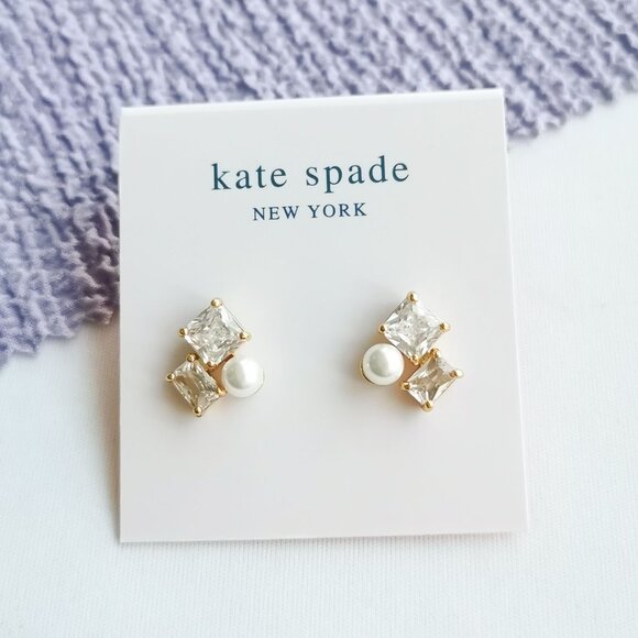 Kate Spade Jewelry - Kate Spade Victoria Clear Cluster Stud Earrings in Gold